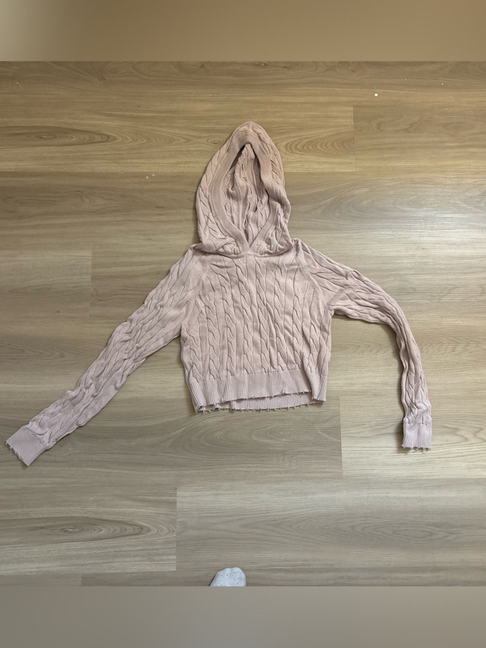 Cozy Cable Knit Hoodie Sweater in Light Mauve